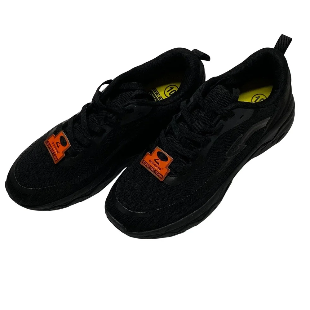 Geers Comfort Foam Mens Black Mesh Athletic Running Walking Sneakers Size 10 NEW